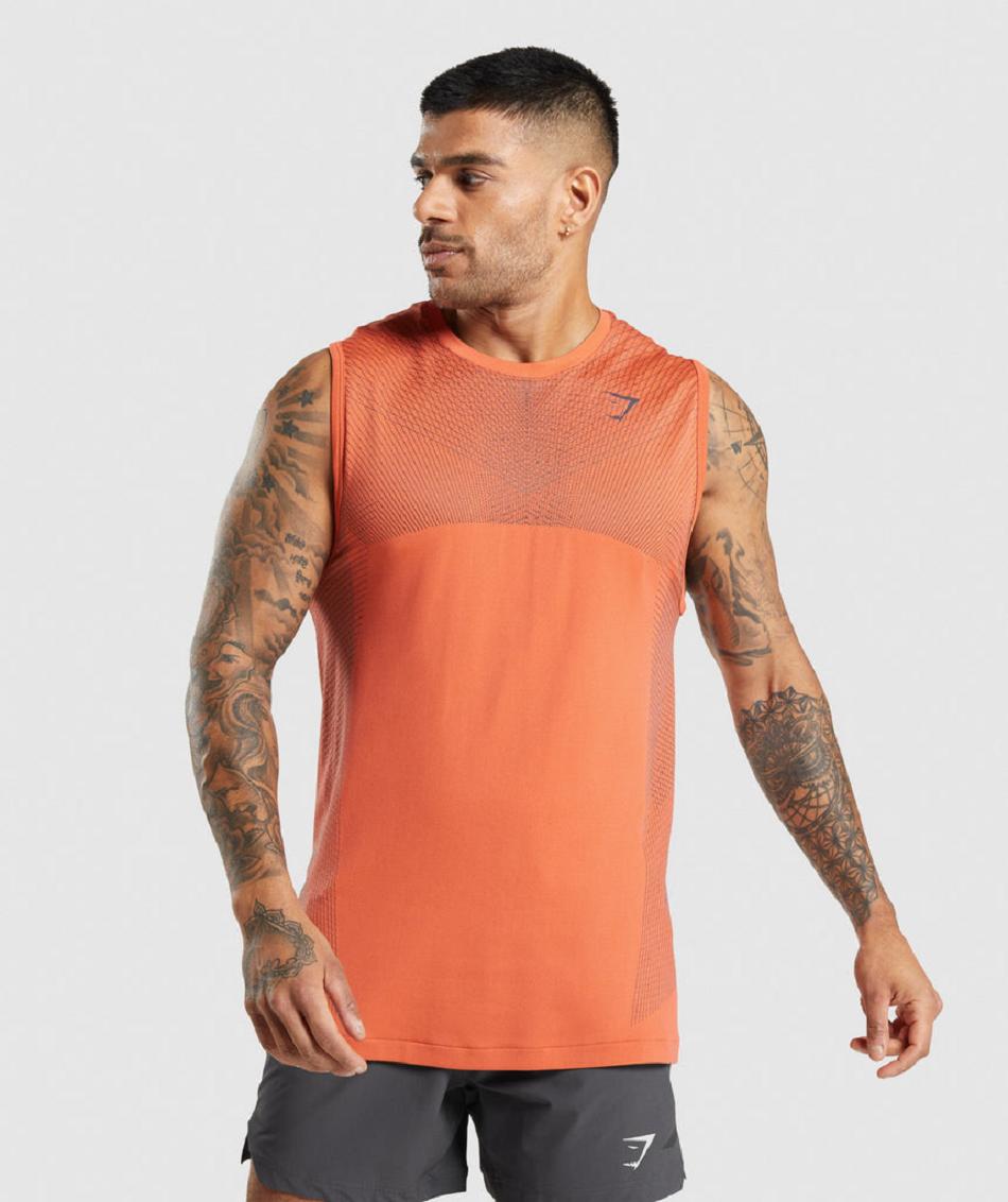 Gymshark Apex Seamless Muške Majica Bez Rukava Narančaste Crne Sive | HR 2288BEX